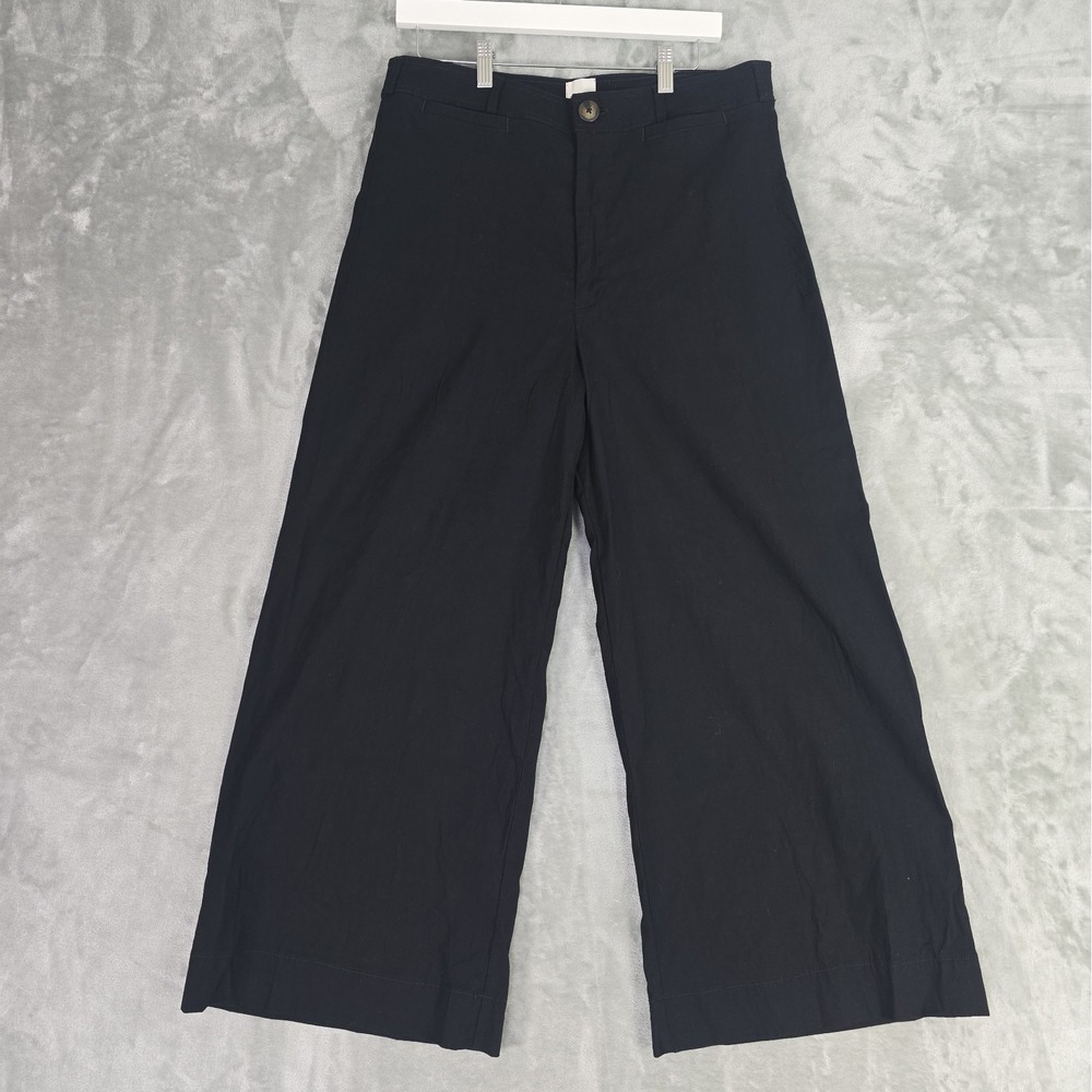 Maeve Anthro Linen Blend Crop Wide Leg Pants Women's 33 Black OB2003757